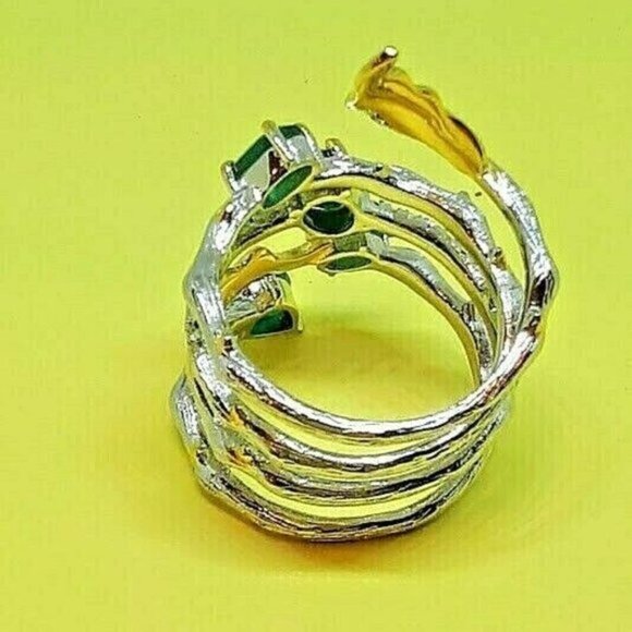 Beautiful Natural Green Agate Gemstone 925 Sterling Sliver Ring (Adjustable) - Picture 4 of 7